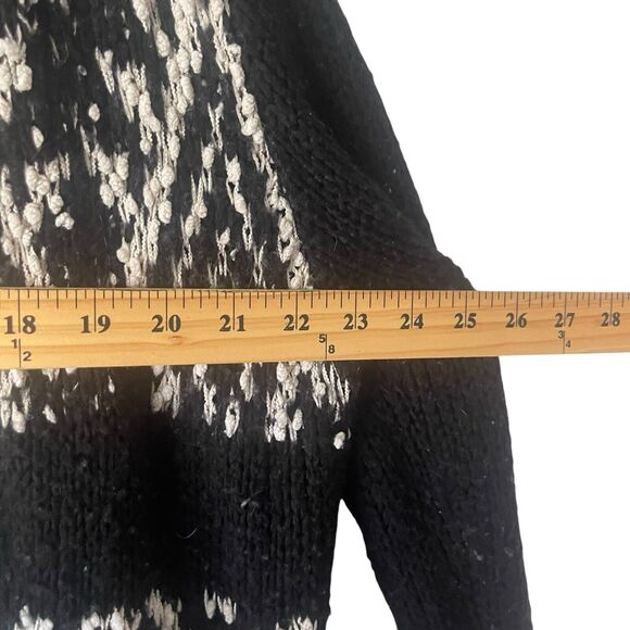 Venus Y2k Size Large‎ Black & White Knit Hooded Long Open Front Cardigan Sweater - Picture 9 of 10